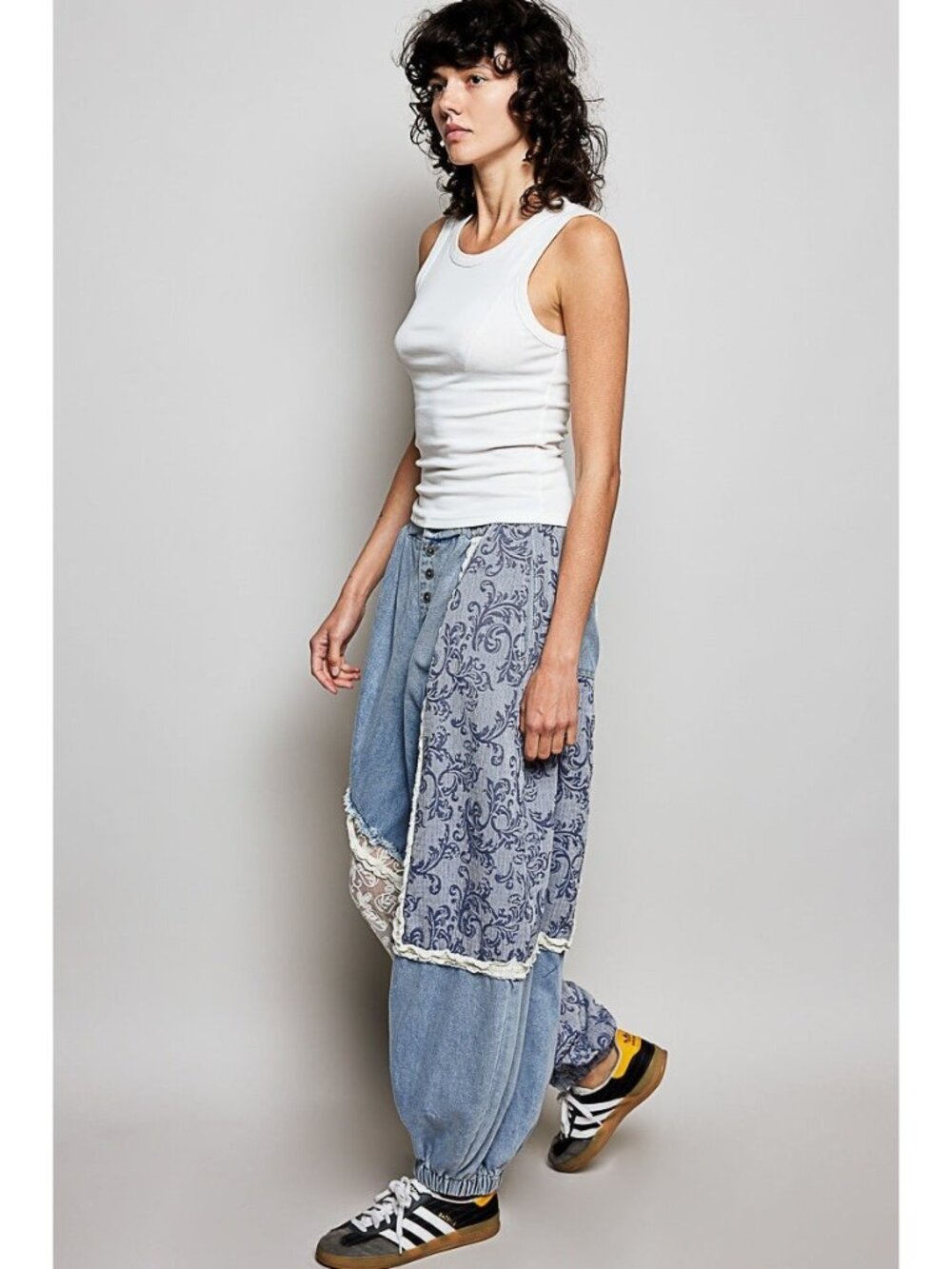 POL Bluebell Manor Patchwork Joggers in Denim - Picture 7 of 9